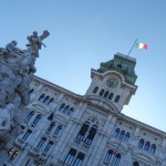 Ellie Alexander in front of the Government House In Trieste Italy