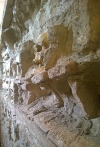 A skull embedded in The Skull Tower in Nis, Serbia
