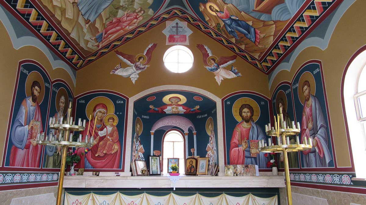 Wall murals in one of the chapels in cross forest