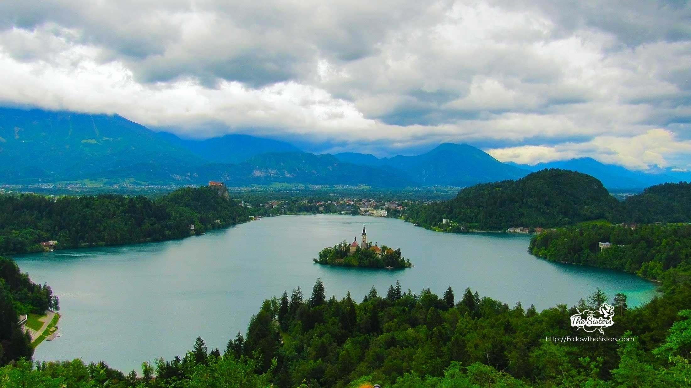 Lake Bled, Slovenia view from famous bench