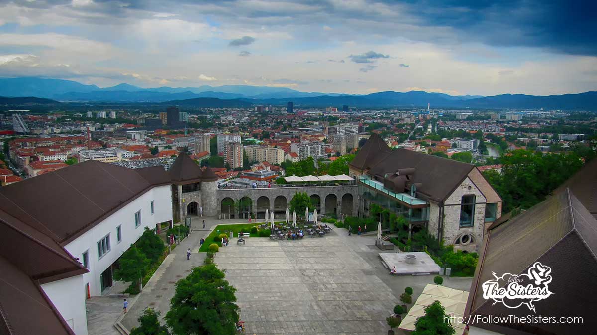 The Ljubljana castle yard as seen from the tower