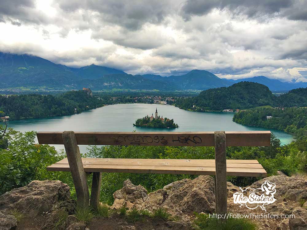 The famous bench on lake Bled