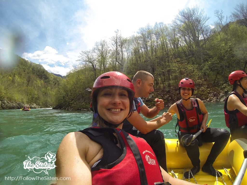 Joking and laughing during the rafting